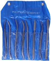 Set a Raspatura 8 pezzi - Raspini a doppia faccia per lavorazione del legno - Acciaio zincato - Lunghezza 20,3 cm - Utilizzo multifunzionale - Raspini