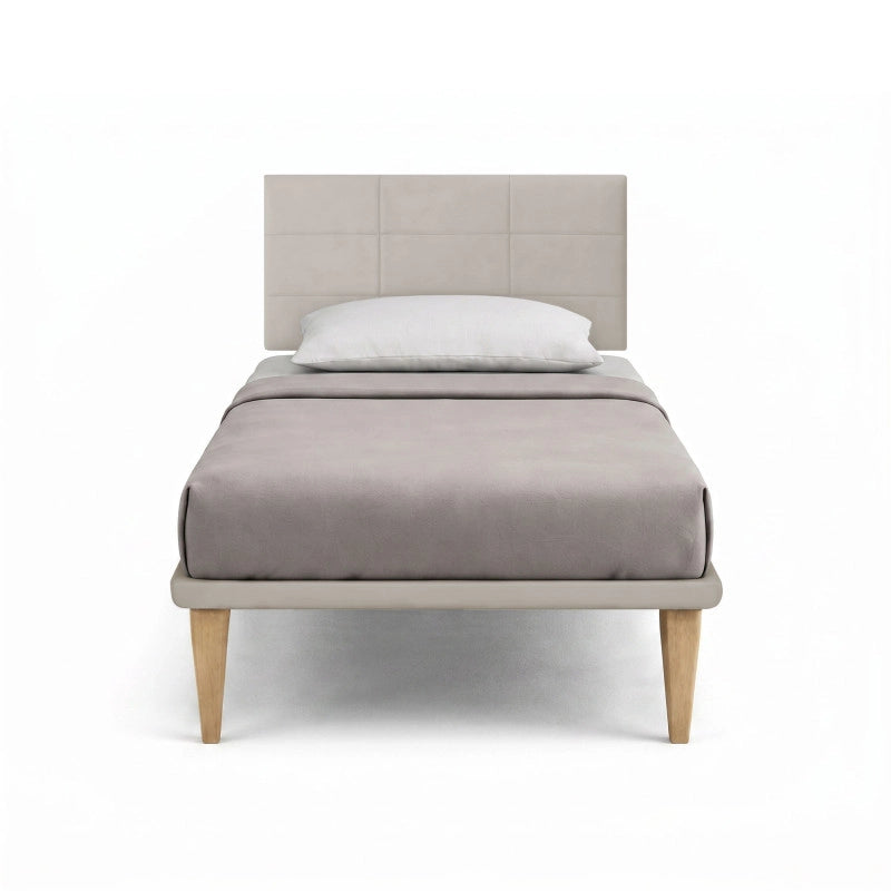 Letto imbottito Singolo 80x200 cm Square - Similpelle,Tortora,Con rete