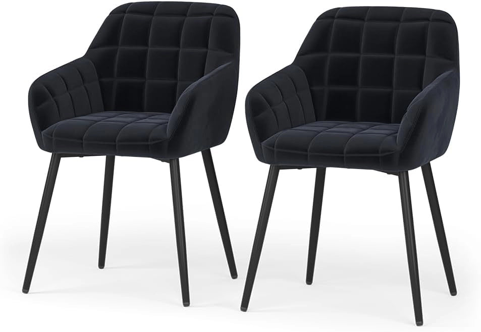 sedie Relio, Nero, 53.5 x 55.5 cm Set di 2, con piedini antiscivolo e superficie facile da pulire
