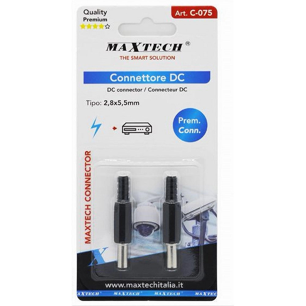 Trade Shop - Set 2 Pz Connettore Dc 2,8x5,5mm Alimentazione Spina Dritto Per Telecamera C-075 -
