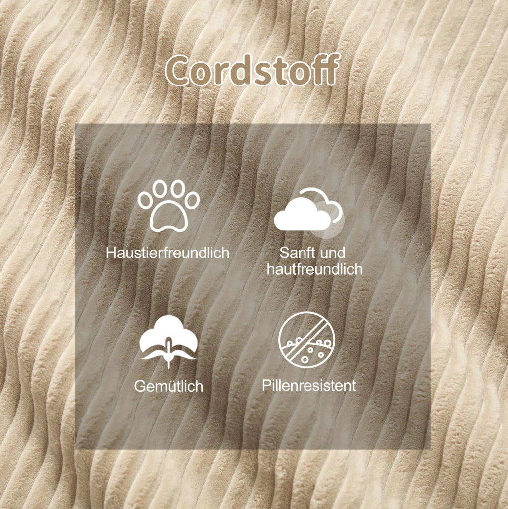 Divano angolare modulare in corduroy; 297 x 177 x 69 cm; beige