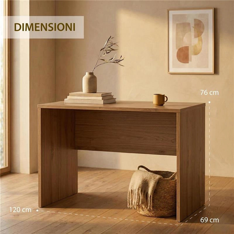 SCRIVANIA RETTANGOLARE MODERNA PER CAMERA DIMENSIONI 76X120X69 CM, COLORE NOCE