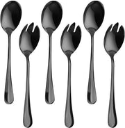 Saladebestecko 6 pezzi - Acciaio inossidabile - Resistente alla lavastoviglie - Servizio dessert - Antiaderente - Per dessert - Servizio di portata