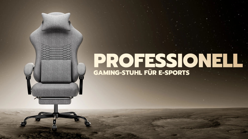 SEDIA DA GAMING Ergonomica in Tessuto Grigio Chiaro con supporto piedi
