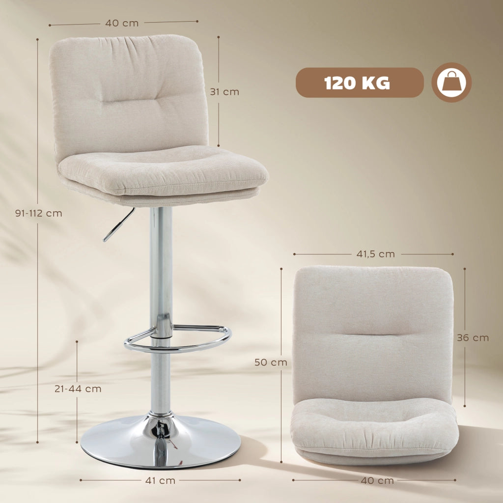 Sgabelli da Cucina con Schienale e Poggiapiedi Regolabili ¨C Zephmum ¨C Beige