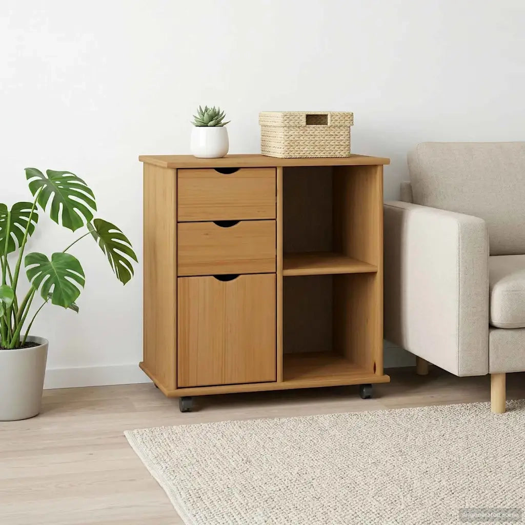 Mobile con Ruote con ruota Marrone miele 63,5 x 39 x 65,5 cm 42028380