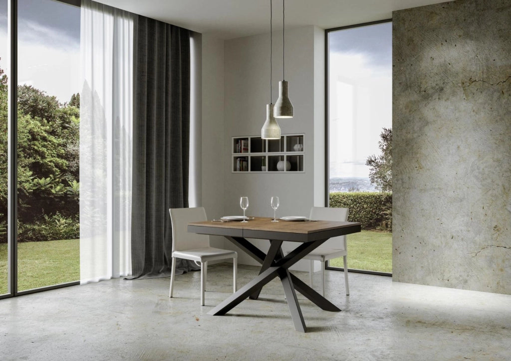 Tavolo allungabile 90x120/224 cm Volta Evolution Noce telaio Antracite