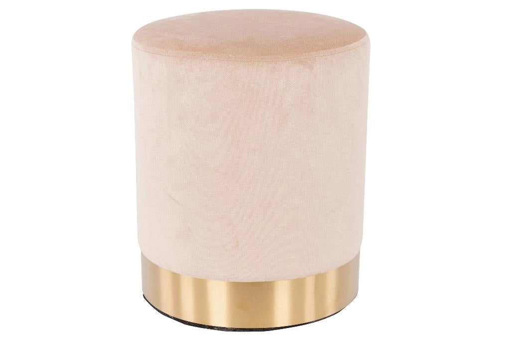 Pouf Decorativo Casa Imbottito in Velluto Lida Avorio 38 cm