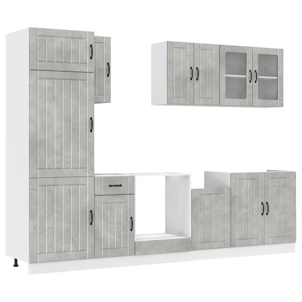 Set Mobili da Cucina 8 pz Kalmar Grigio Cemento in Truciolato