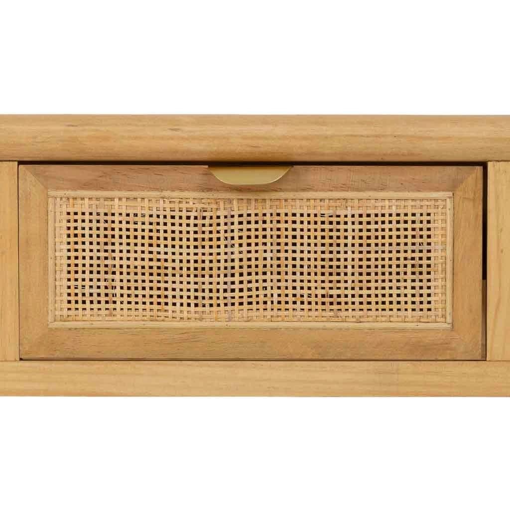 Mobile da ingresso in legno e rattan marrone 110x39x78h cm