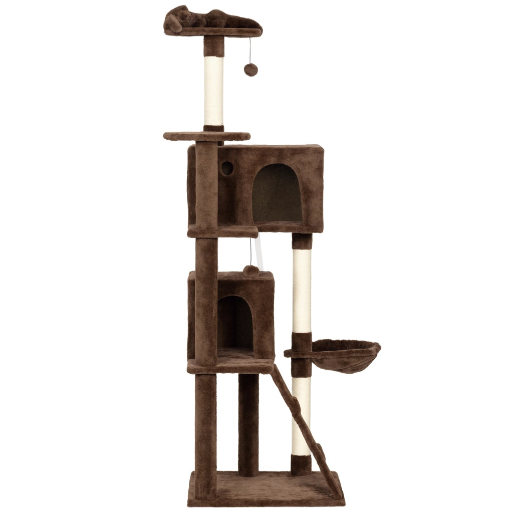 Letto per gatti con piattaforme, cuscino, amaca e palo di sisal ¨C zephmum ¨C marrone, 180 cm