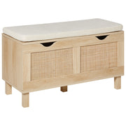 Panca portaoggetti Legno chiaro Legno ingegnerizzato Fronti in rattan Cuscini sul piano Fronti intrecciati Corridoio