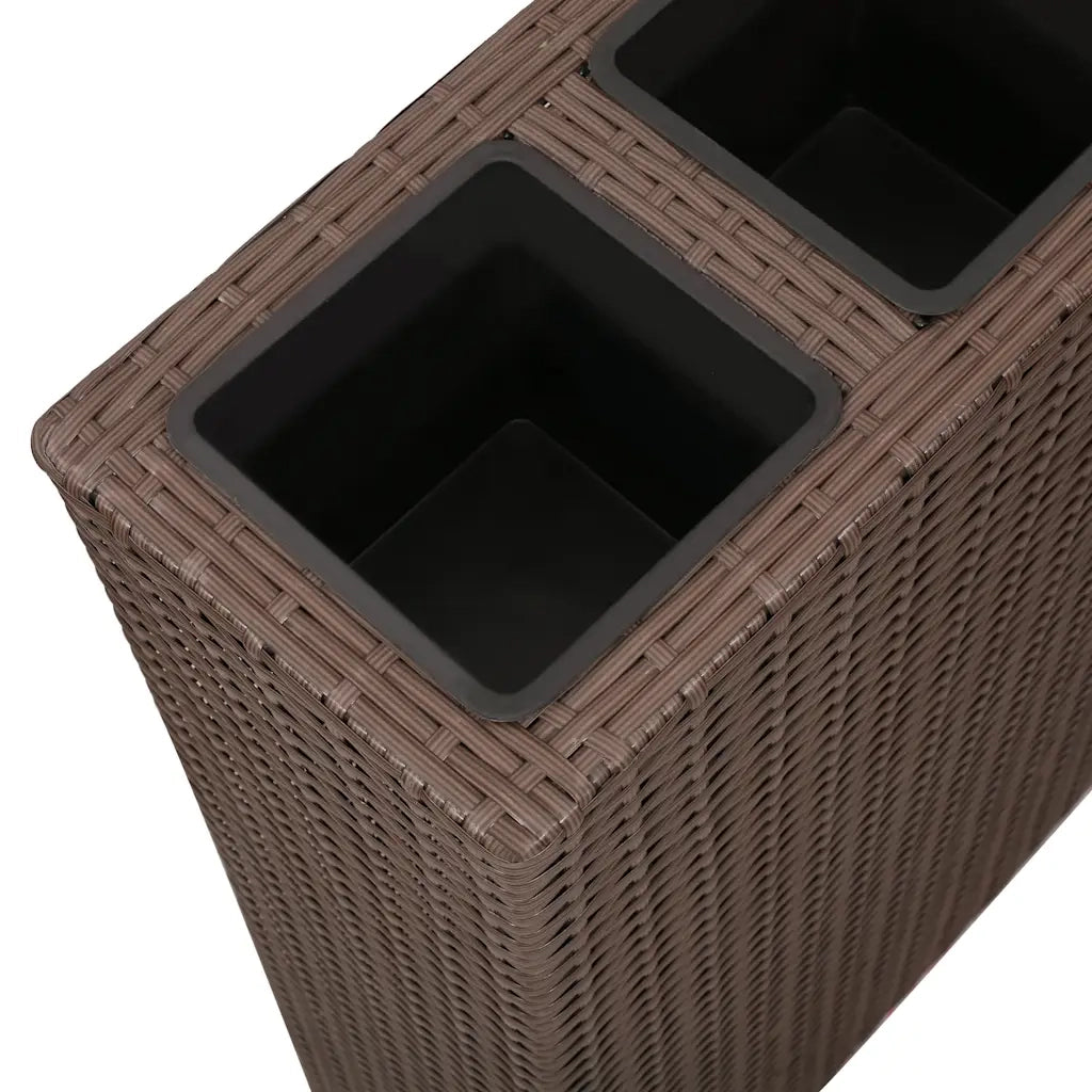 Letto Rialzato da Giardino con 4 Vasi-Vaso Elevata-Contenitore per Piant in Polyrattan Marrone
