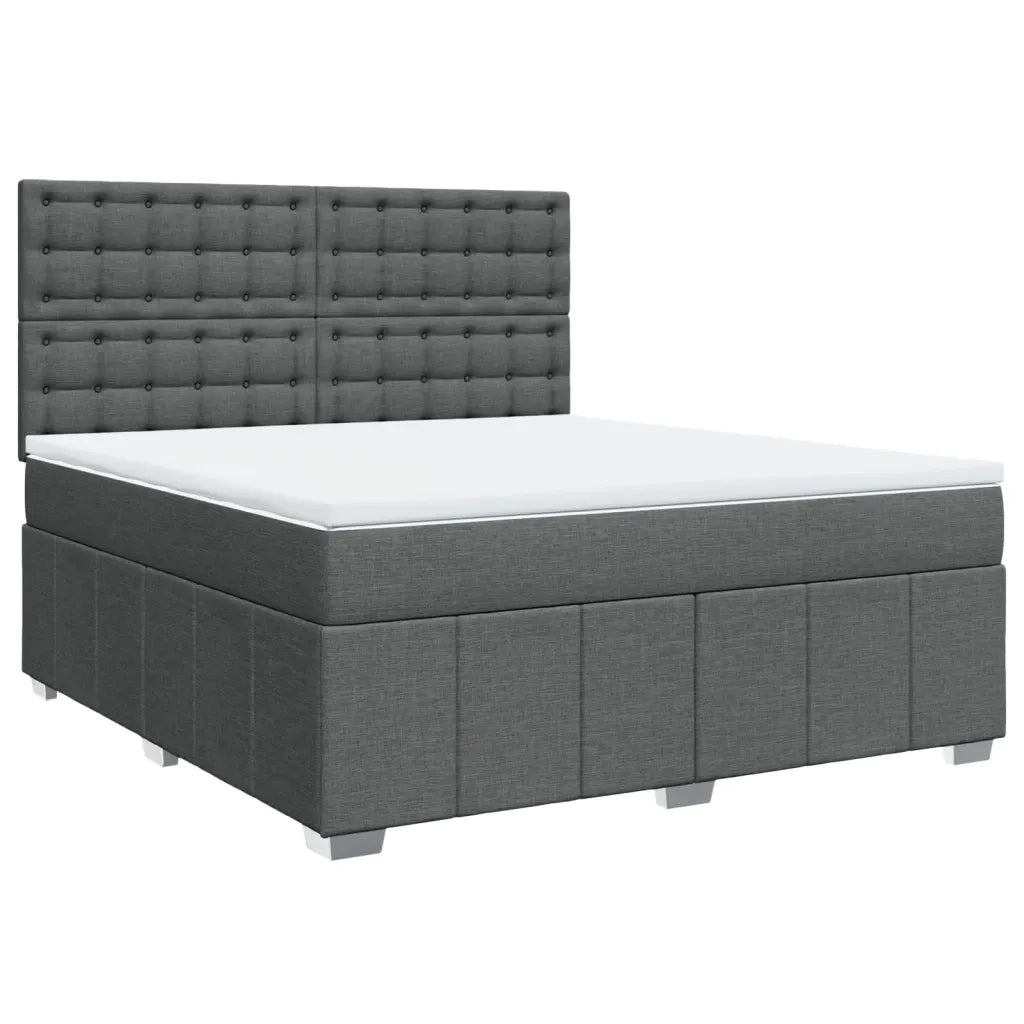 Giroletto a Molle con Materasso Grigio Scuro 180x200 cm Tessuto