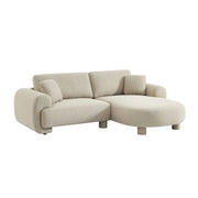 Divano angolare destro in tessuto con piedi tondi, 3 posti, beige