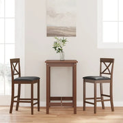 Sgabelli da Bar con Cuscini 2pz Marrone Legno Massello di Hevea 4102548