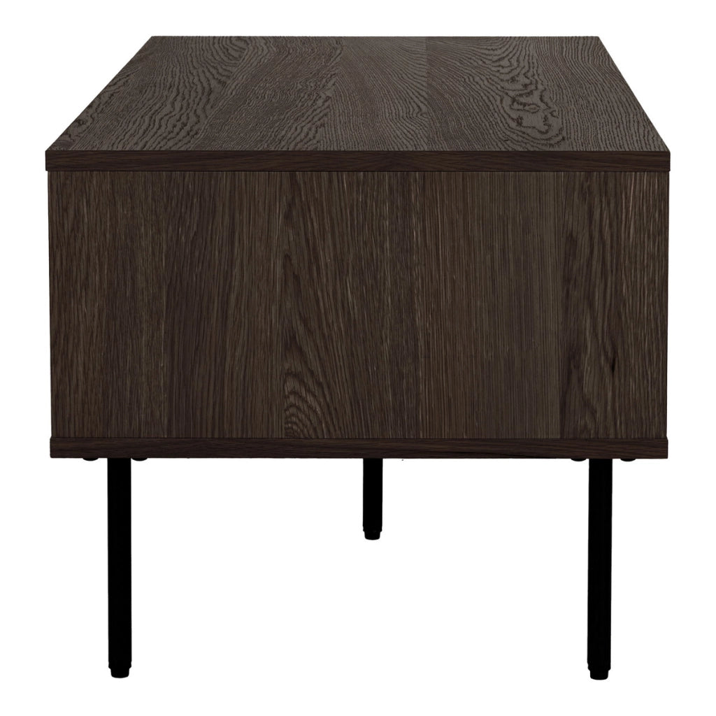 Tavolino da Caffè Kyoto Rovere Fumé con 2 Cassetti e Gambe Nere — 100×50×45 cm