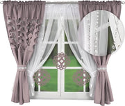 Set di tende, set di tende decorativo per soggiorno, camera da letto, set di tende per finestra con tende, decorazione moderna, L448, 160 cm, grigio heide