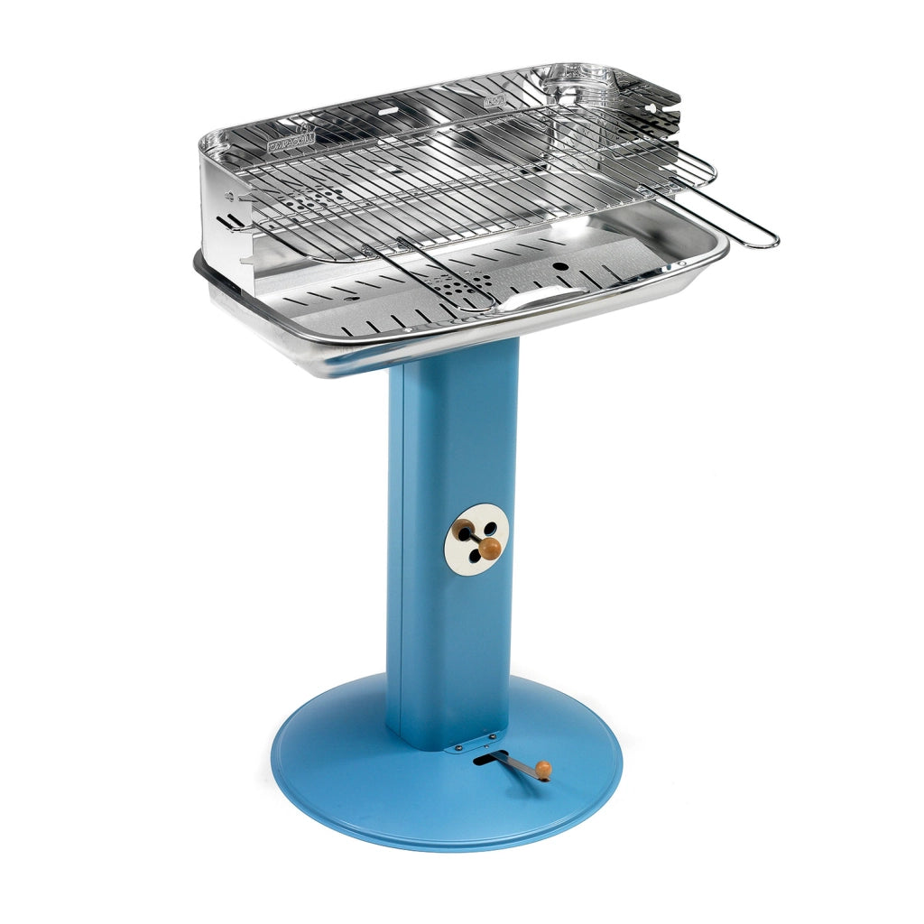 Barbecue a Carbone Venus 607 Ompagrill Gamba a Colonna con Areazione in Acciaio Verniciato Celeste