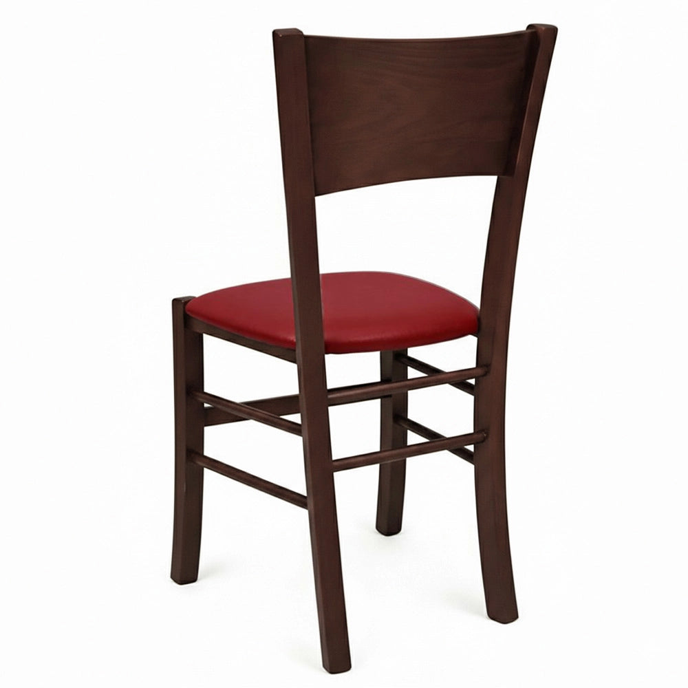 Sedia da  sala da pranzo Lucy in legno noce scuro con seduta imbottita Rosso