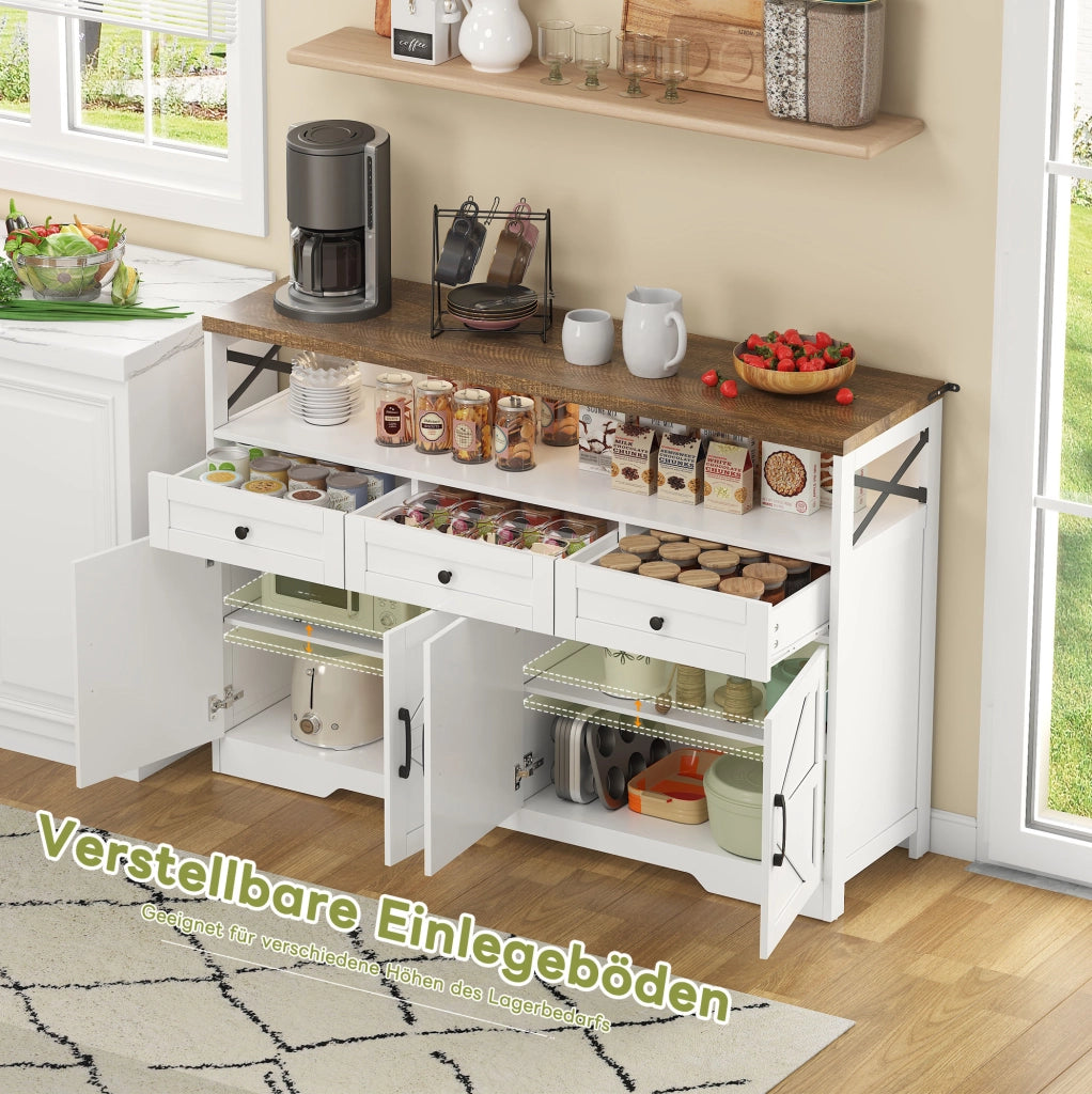 Credenza con 3 cassetti e 2 armadietti in MDF 140 cm