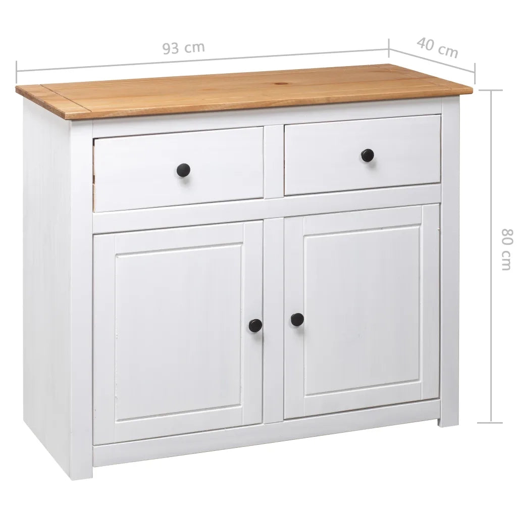Credenza Bianca 93x40x80 cm in Legno Massello di Pino Panama cod mxl 40078