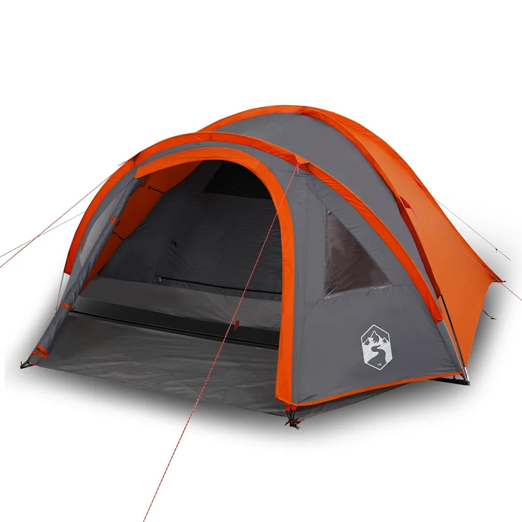 Tenda da Campeggio a Cupola 4 Persone-Tenda per Escursionismo Arancione Impermeabile