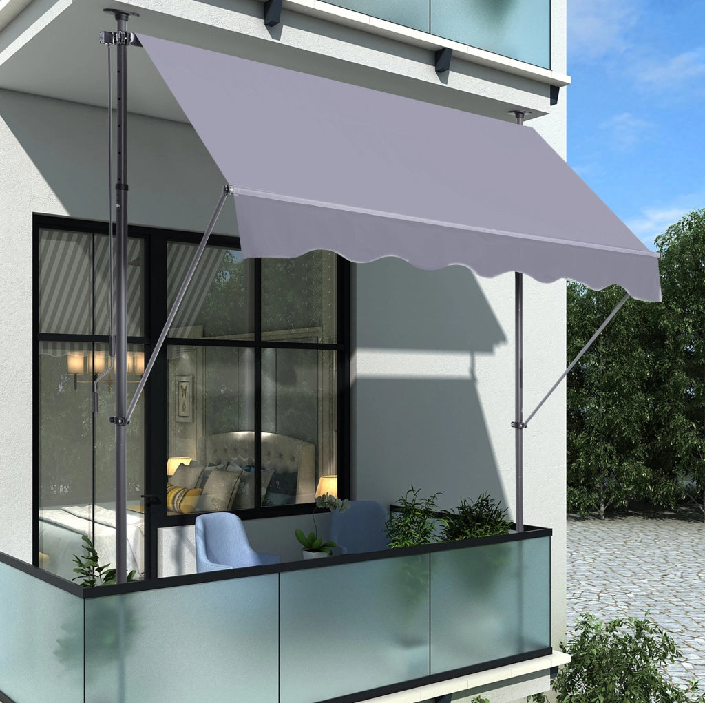 Tenda da sole a morsetto 200x150 cm regolabile in altezza e inclinazione; grigio scuro