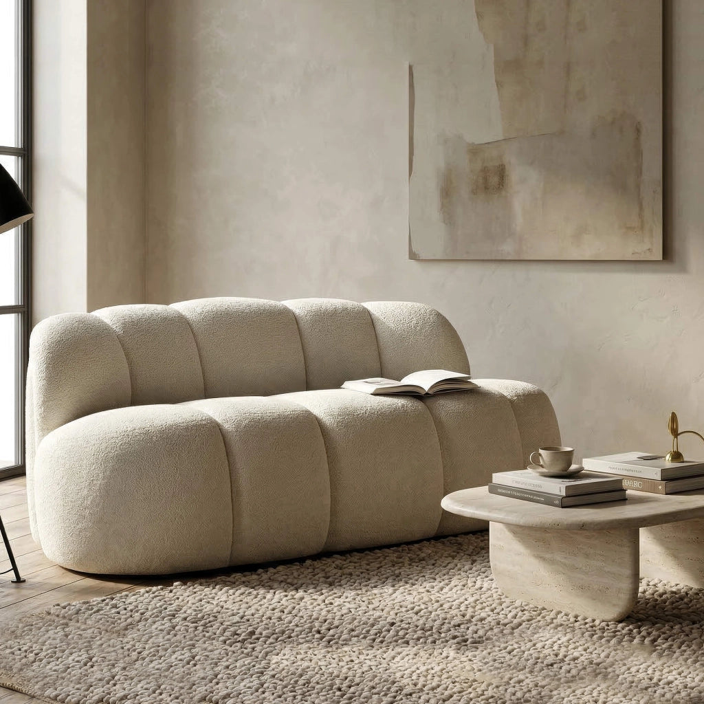 Alchi, Divano Fisso 2 Posti Posti a Sedere 2, 82x58x147h cm Bianco
