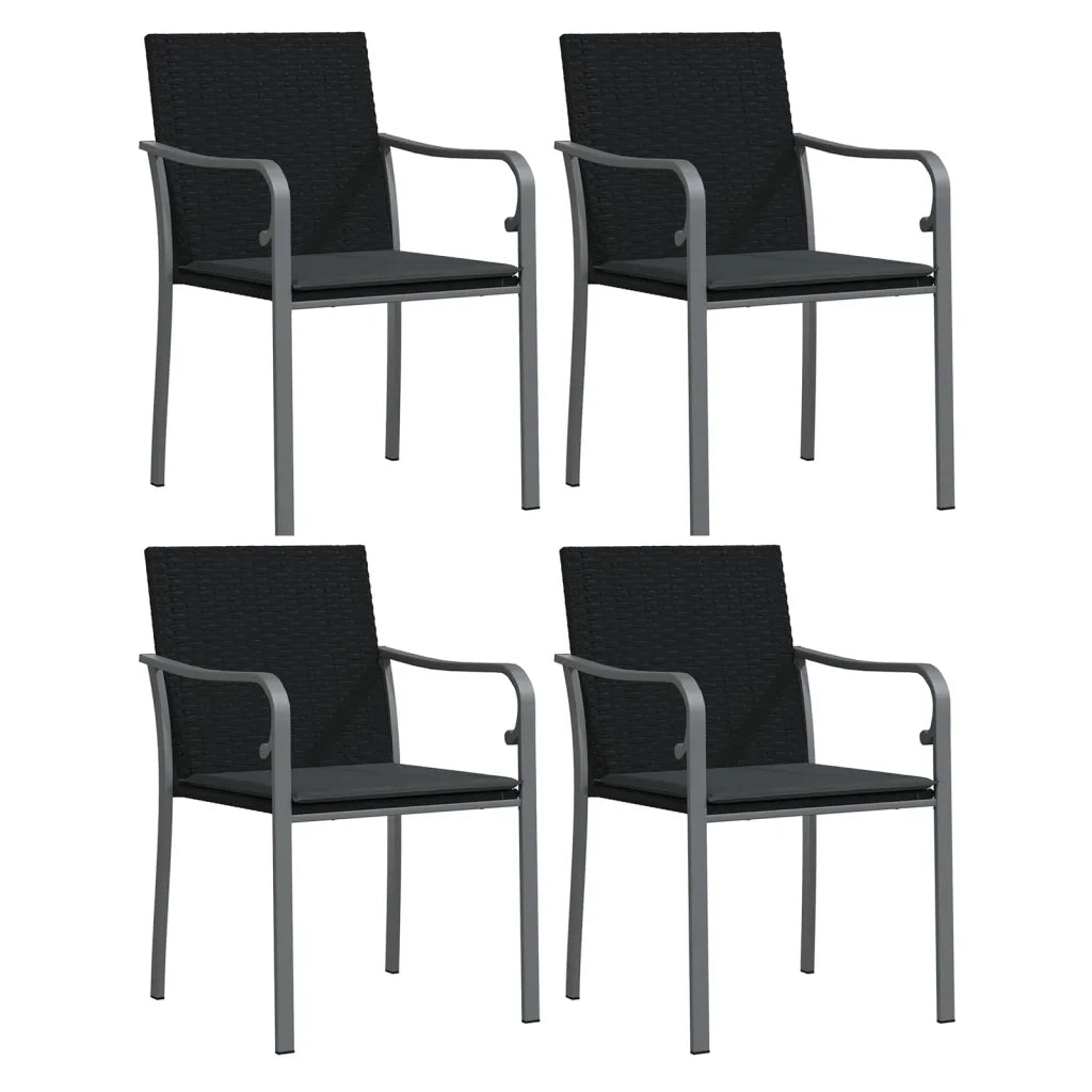 Set Pranzo da Giardino 5pz con Cuscini in Polyrattan e Acciaio 3186943