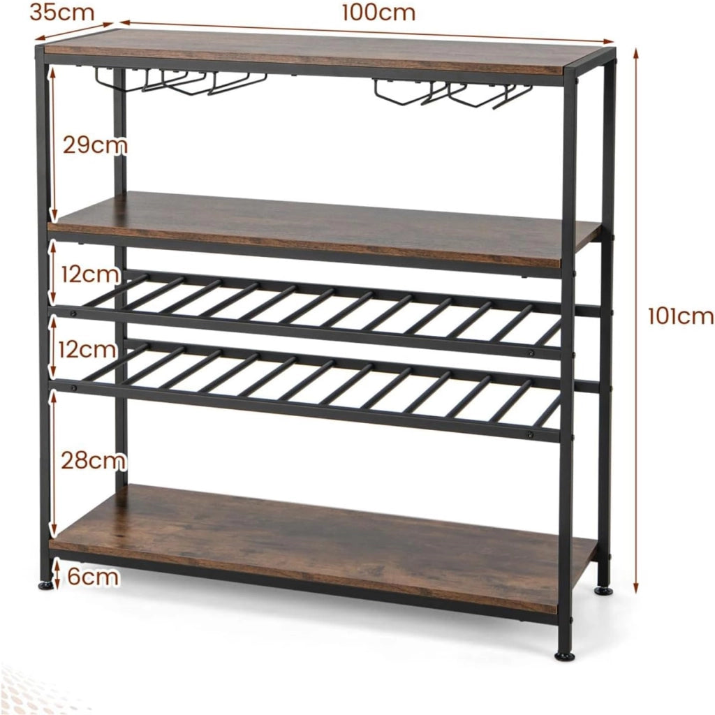Mobile Bar a 5 livelli, armadio da vino con portabottiglie per 22 bottiglie e portabicchieri per 20 tazze, scaffale per cucina, sala da pranzo, 100 x 35 x 101 cm