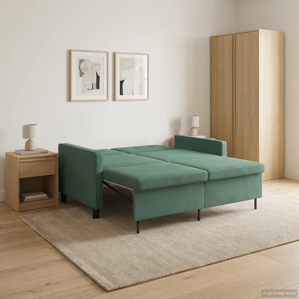 Divano letto Verde Mare Tessuto