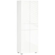 EasyComfort Dispensa Cucina con 4 Ante, 3 Ripiani Regolabili e Mensole a 5 Livelli in MDF e Truciolato, 60x35x170 cm, Bianco