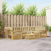 Set di divani da esterno 7 pcs Bianco e Beige Poliestere
