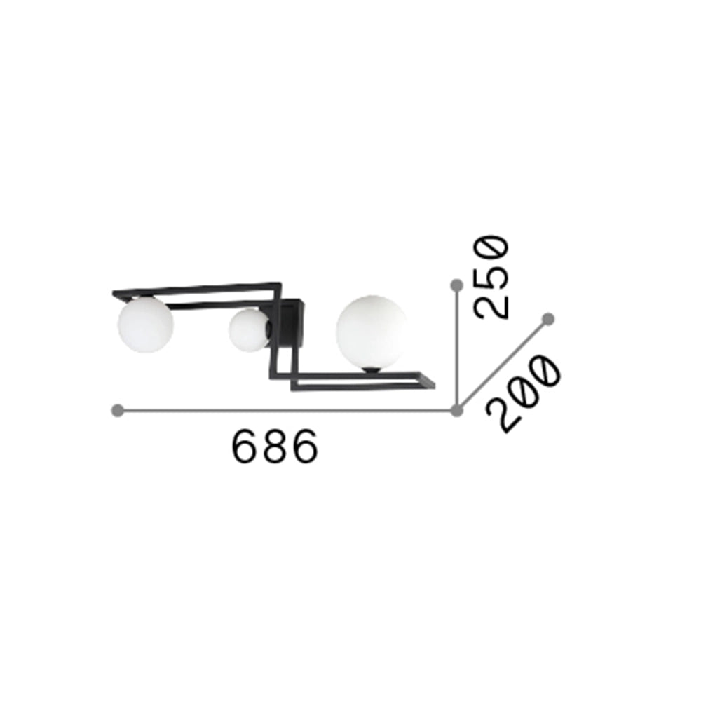 Plafoniera Industrial-Minimal Angolo Metallo Nero 3 Luci G9 3W 3000K Luce Calda