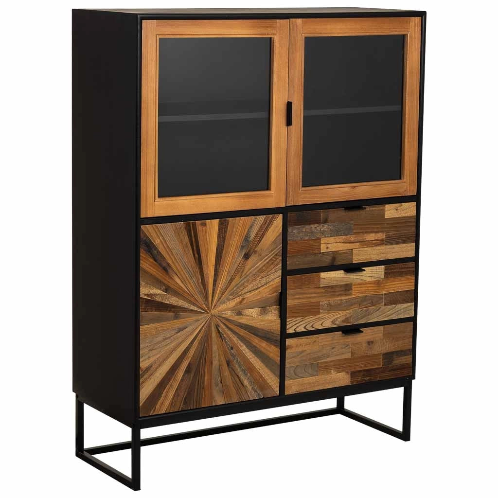 Credenza in legno di recupero marrone 100x40x135h cm