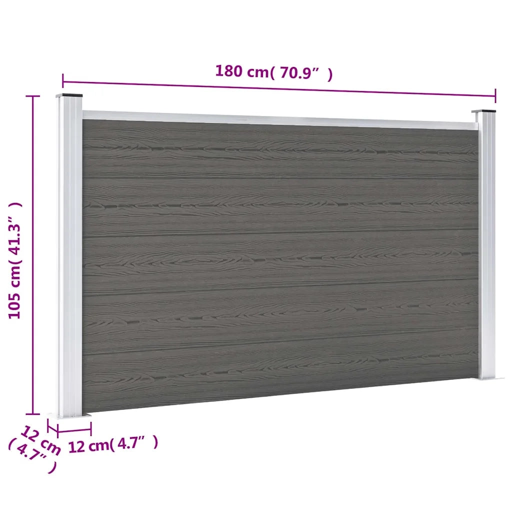 Pannello di Recinzione in WPC 180x105 cm Grigio 49073