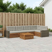 Set di divani da esterno 6 pcs Naturale e Grigio Chiaro