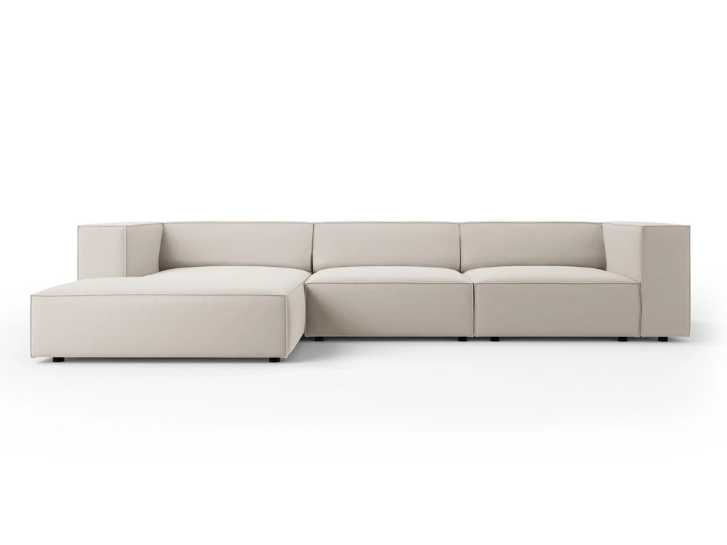 Cosmopolitan Design - Divano angolare sinistro "Arendal" 4 posti in velluto ecru 