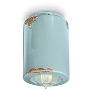 Plafoniera Vintage Ceramica Azzurra 1 Luce E14