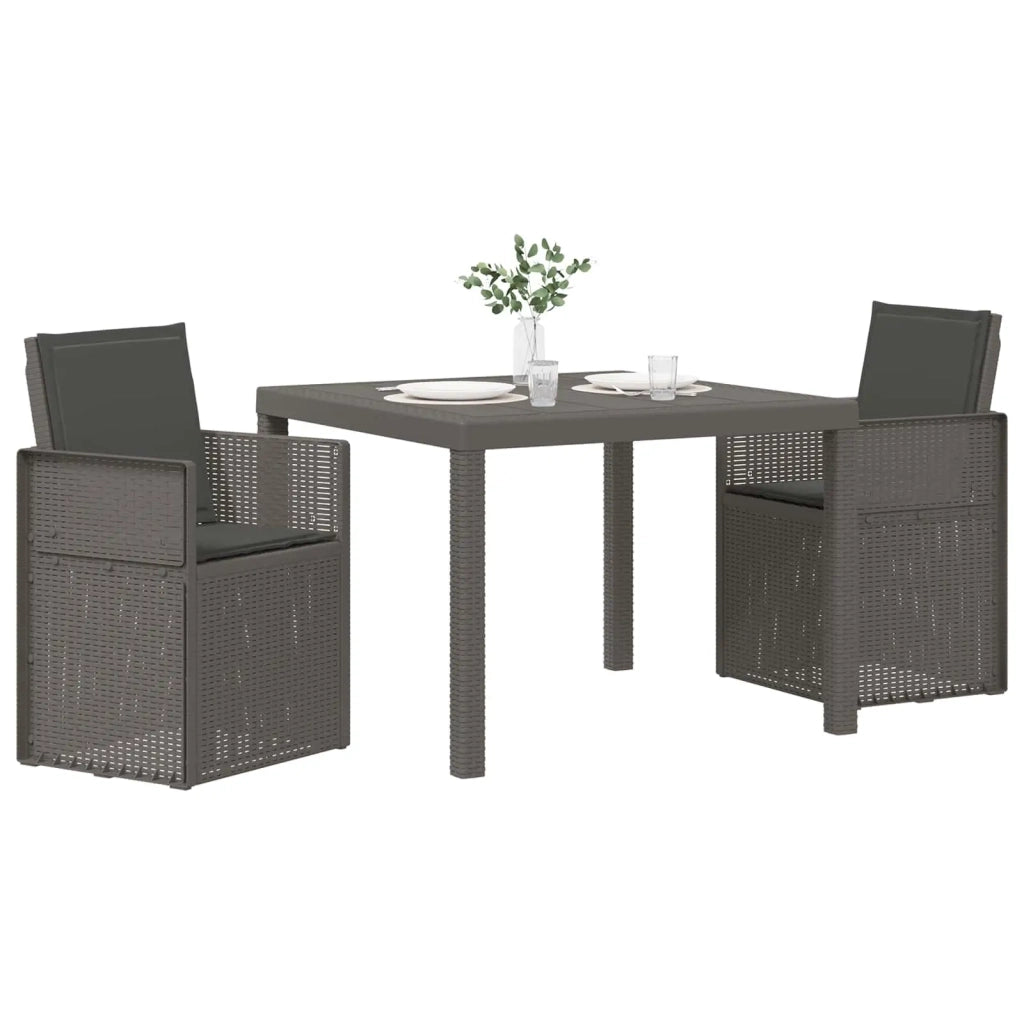 Set da Pranzo per Giardino 3 pcs Grigio chiaro e Antracite PP 3430052