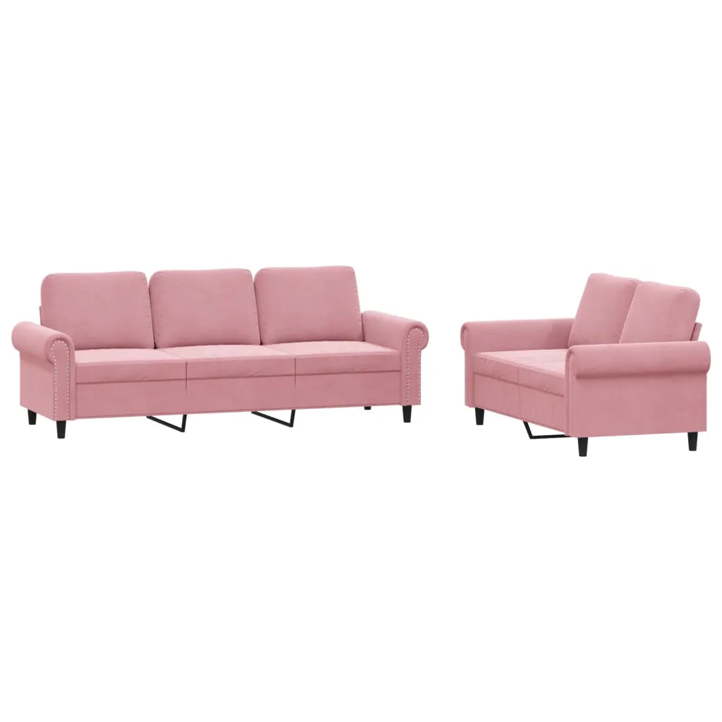 vidaXL Set di Divani 2 pz con Cuscini rosa in Velluto