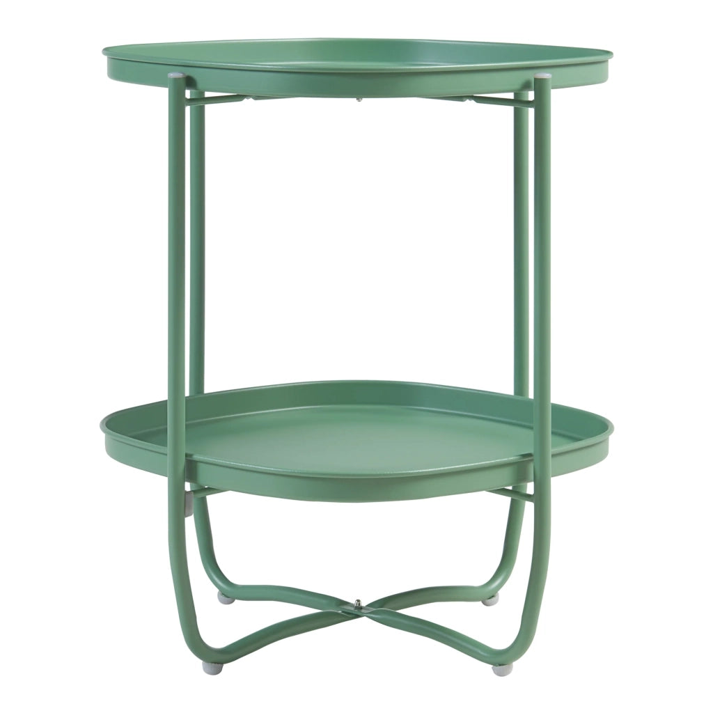 Tavolino da caffè consolle laterale con vassoi estraibili acciaio 58 x 46 x 46 cm verde 03_0010771