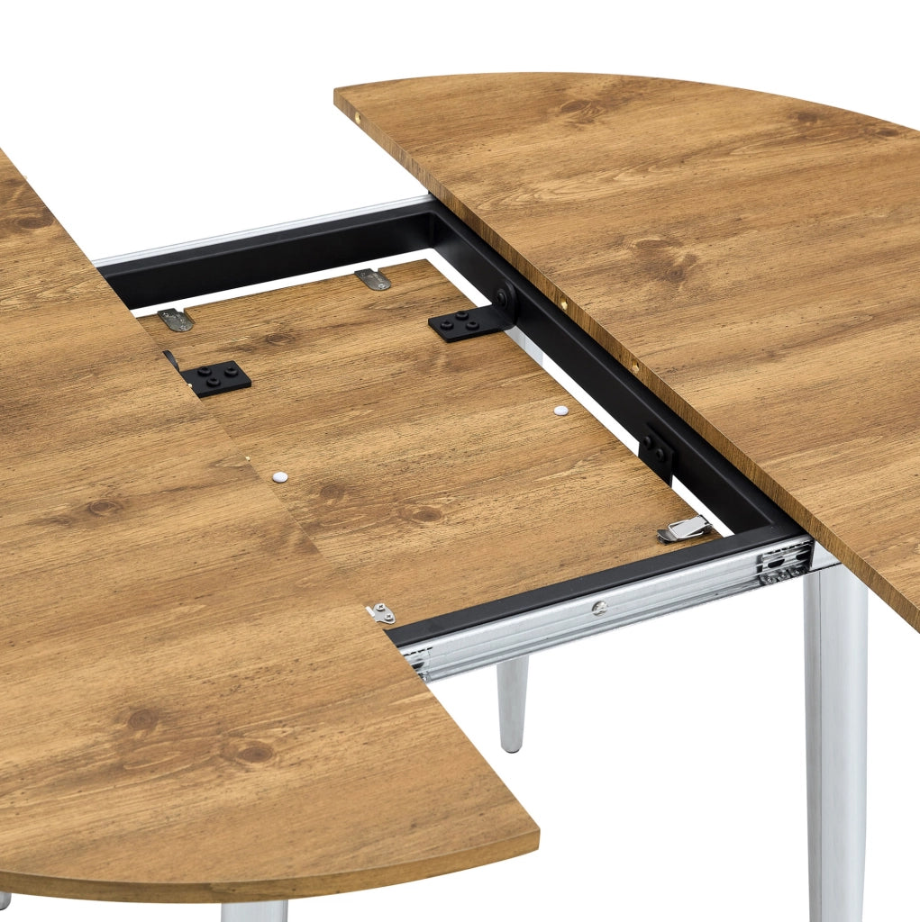 Tavolo da pranzo rotondo estensibile 107-137 cm in MDF e metallo, legno –