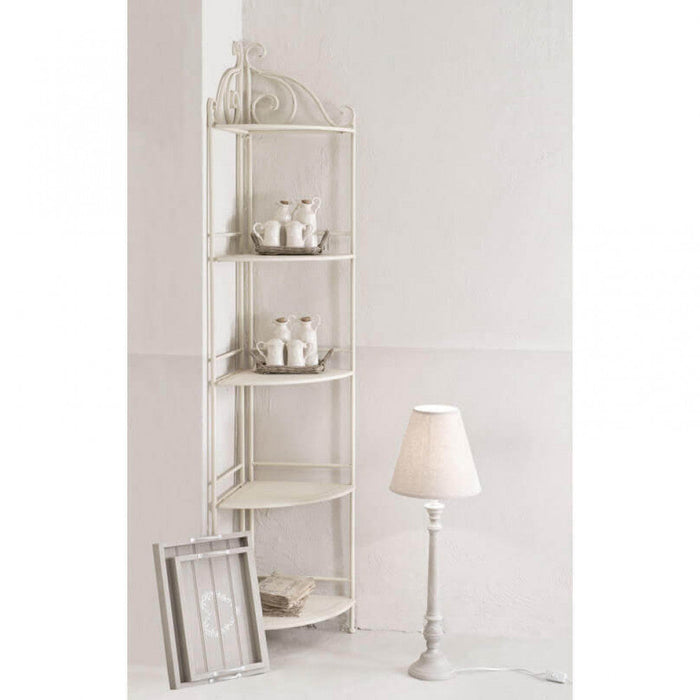 Portapiante Arianne 5 Piani Ad Angolo 50x35x175 h cm in Acciaio Bianco