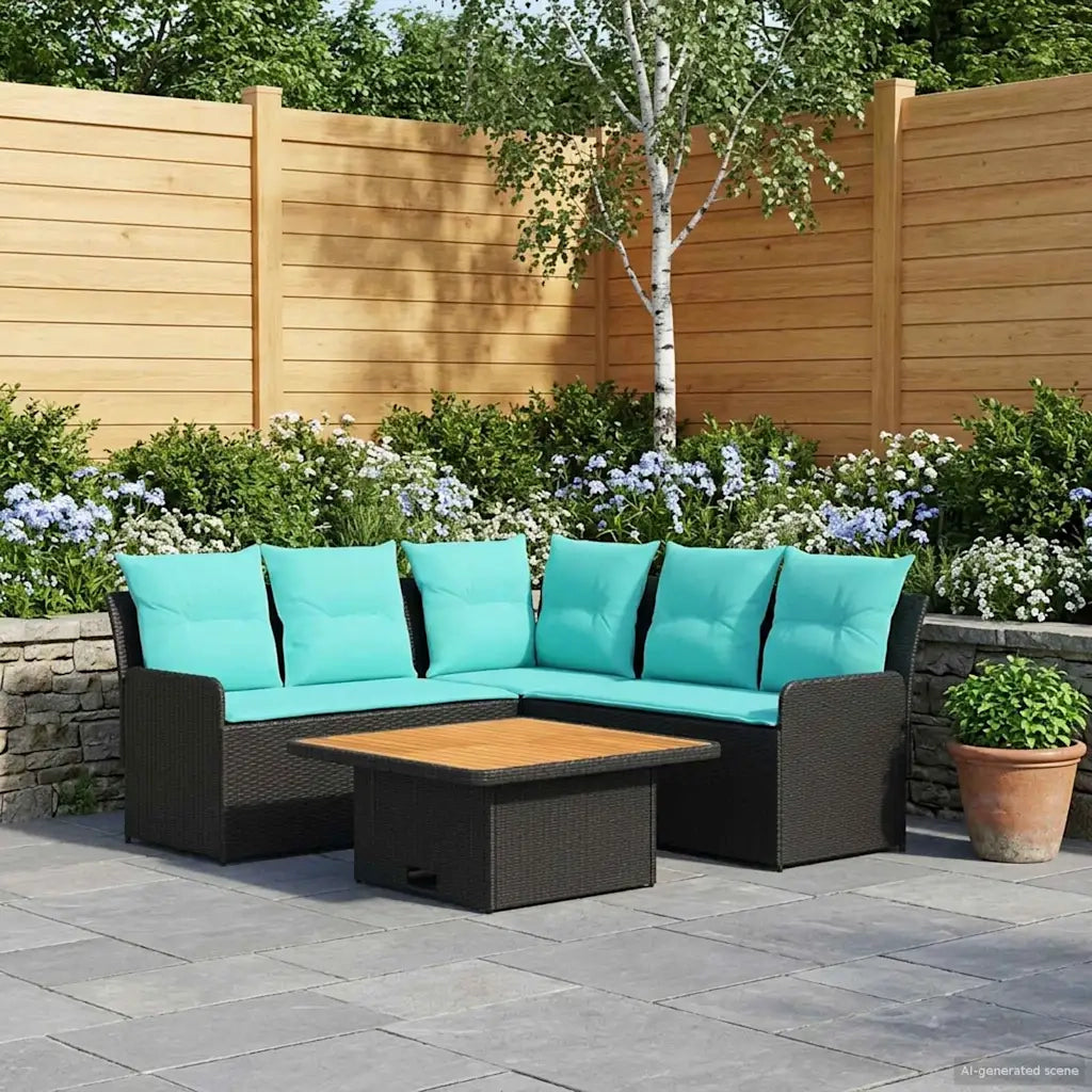 Set di Mobili 4 pz Nero e Turchese Rattan in PE 3422180
