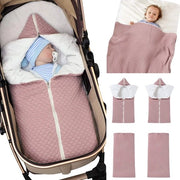 Sacco da lettura per bambini 2 in 1 con imbottitura e coperta con chiusura a cerniera, sacco per auto con isolamento termico per neonati e bambini fino a 12 mesi, coperta morbida e tessuta a maglia
