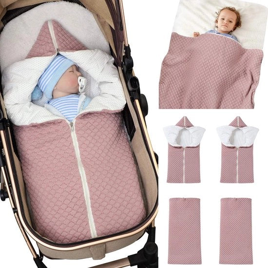 Sacco da lettura per bambini 2 in 1 con imbottitura e coperta con chiusura a cerniera, sacco per auto con isolamento termico per neonati e bambini fino a 12 mesi, coperta morbida e tessuta a maglia