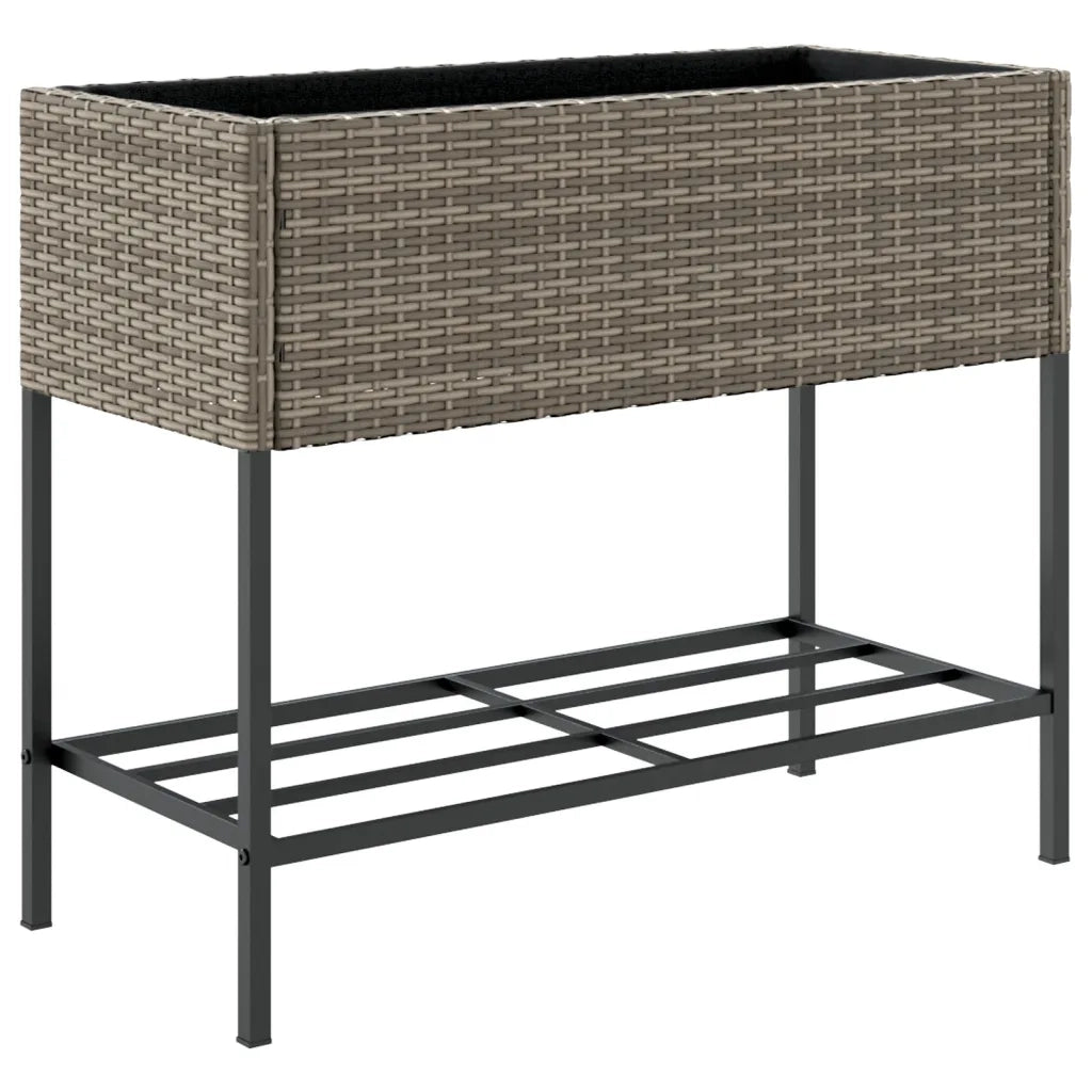 Fioriera da Giardino con Ripiano Grigia in Polyrattan