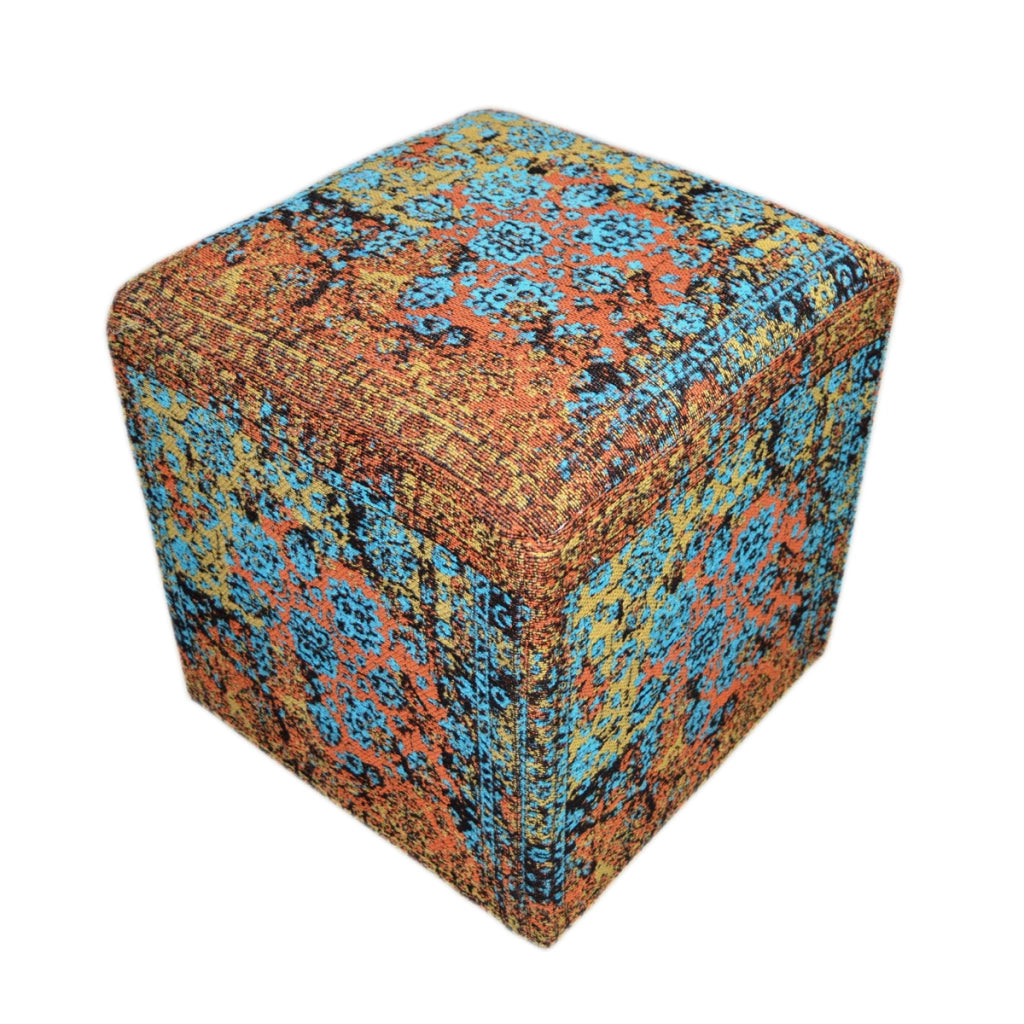 Pouf Solitaire Multicolore in Cotone Fatto a Mano